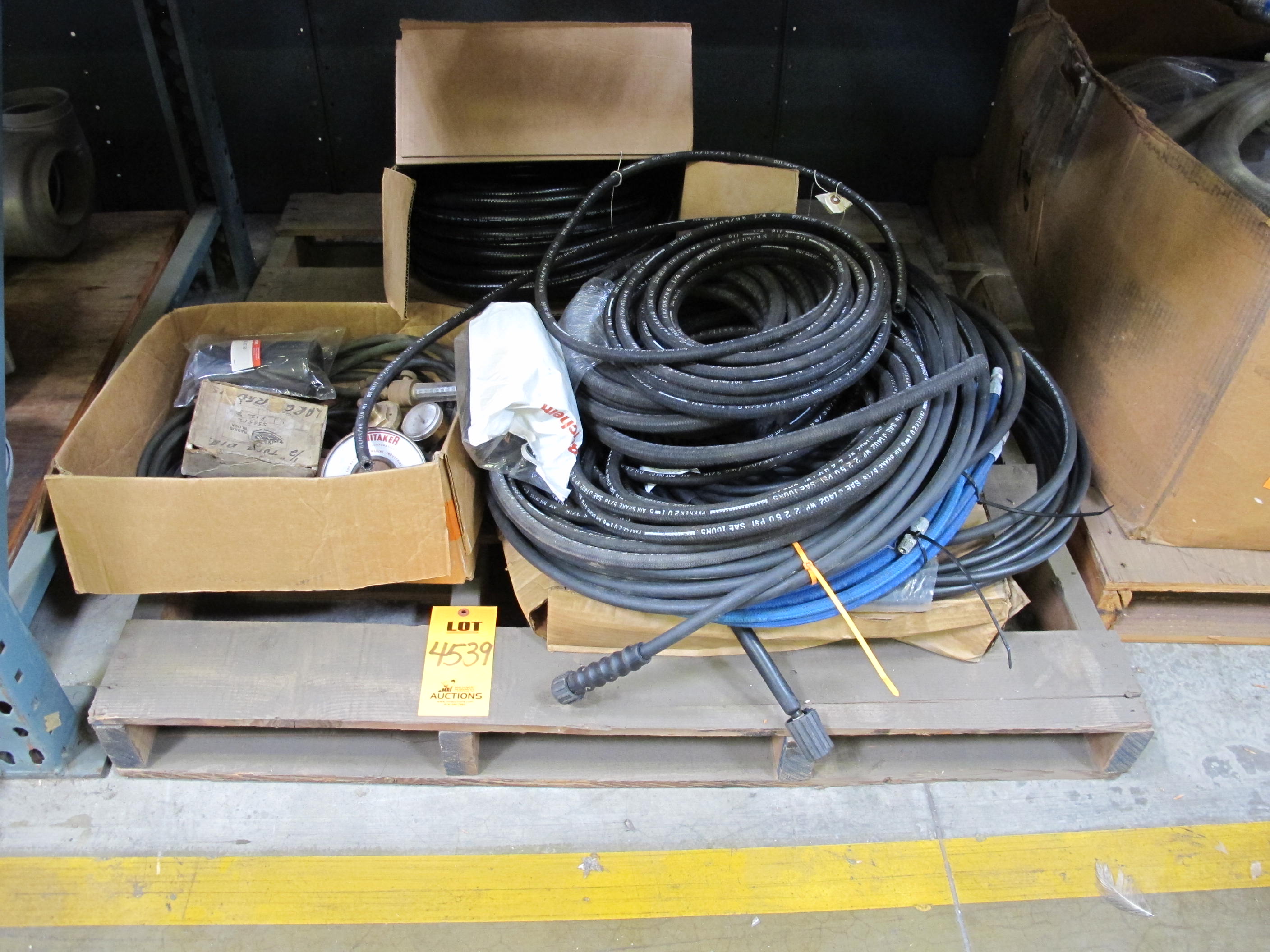 LOT TO INCLUDE: MISC. HOSING, AIR BRAKE HOSING, (1) VICTOR PRESSURE REGULATOR, SILICONE IGNITION CABLE. LOADING & HANDLING FEE $15-4539